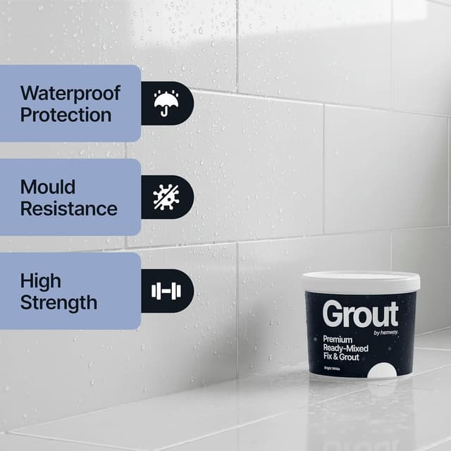 Detalle de Bright White Ready Mixed Grout & Fix (Wall & Tile Adhesive) 4.5kg / 2.5L – water-resistant, anti-mould ready mix