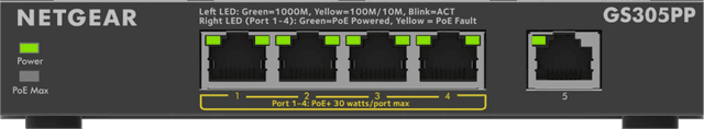 Detalle de Netgear GS305PPv3 83 Watt Switch