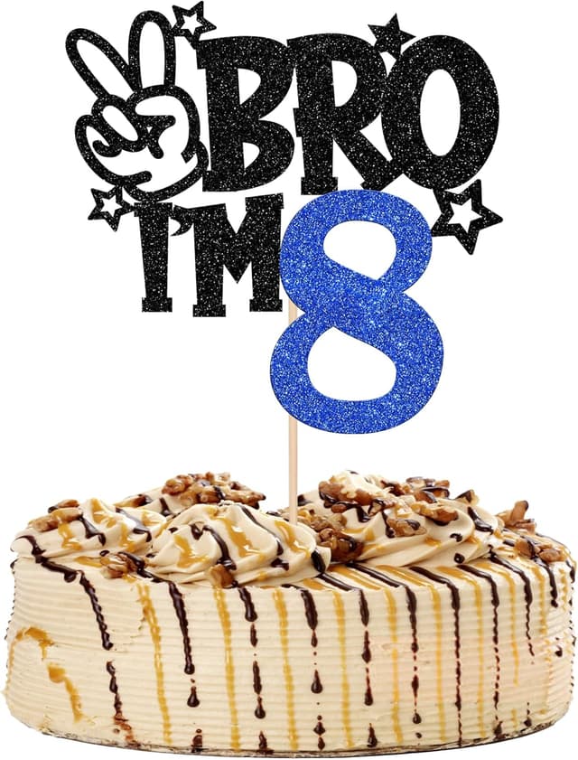 Detalle de Glitzer Tortendeko BRO I'm 8, 1 Stück