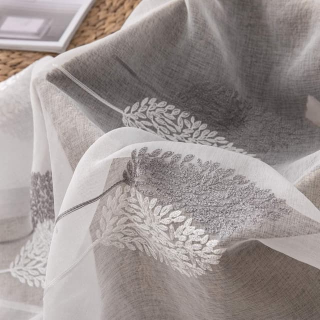 Thumbnail 8 de MIULEE Cortinas Modernas con Bordado de Hojas 🌿 2 Piezas