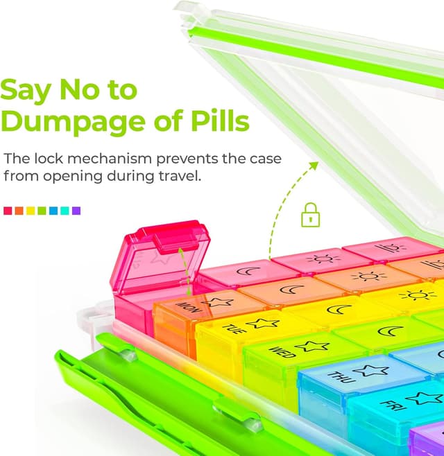 Thumbnail 3 de AUVON 28‑compartment weekly pill organiser for 7 days 💊