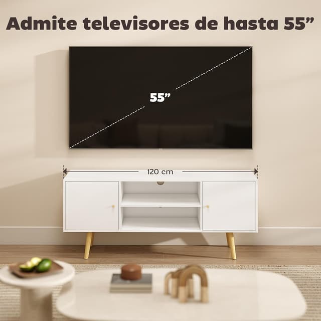 Thumbnail 5 de HOMCOM Mueble de TV 120x34x50 cm blanco