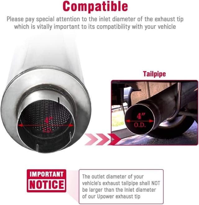 Detalle 2 de Upower 4" Inlet Diesel Exhaust Muffler (Straight-Through Stainless Steel) XS2772