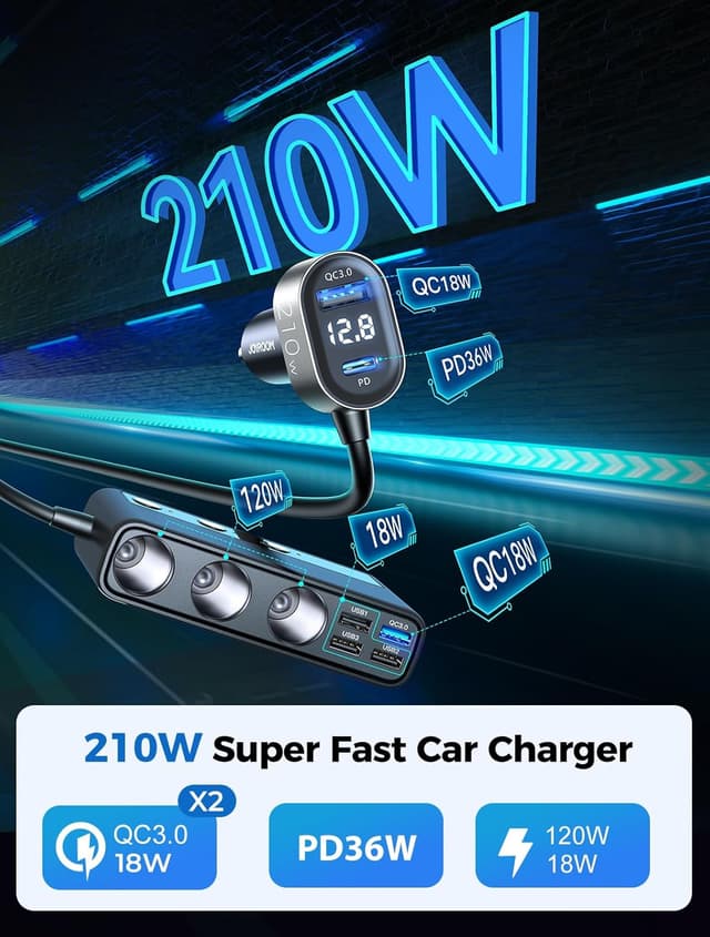 Thumbnail 2 de JOYROOM 210W Zigarettenanzünder Verteiler