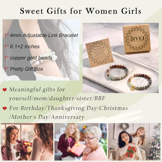 Detalle de Bivei set bracciali in pietra naturale Cristallo verde con charm loto, perline 8 mm (lotus chakra) elastici