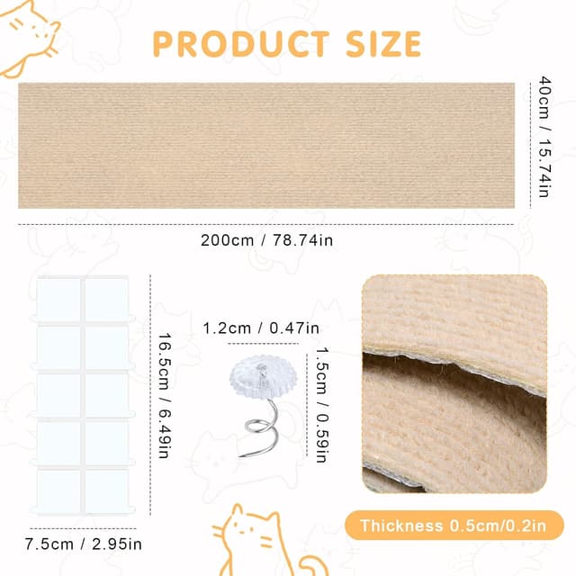 Detalle 2 de Qoosea Alfombra Rascador 200×40 cm
