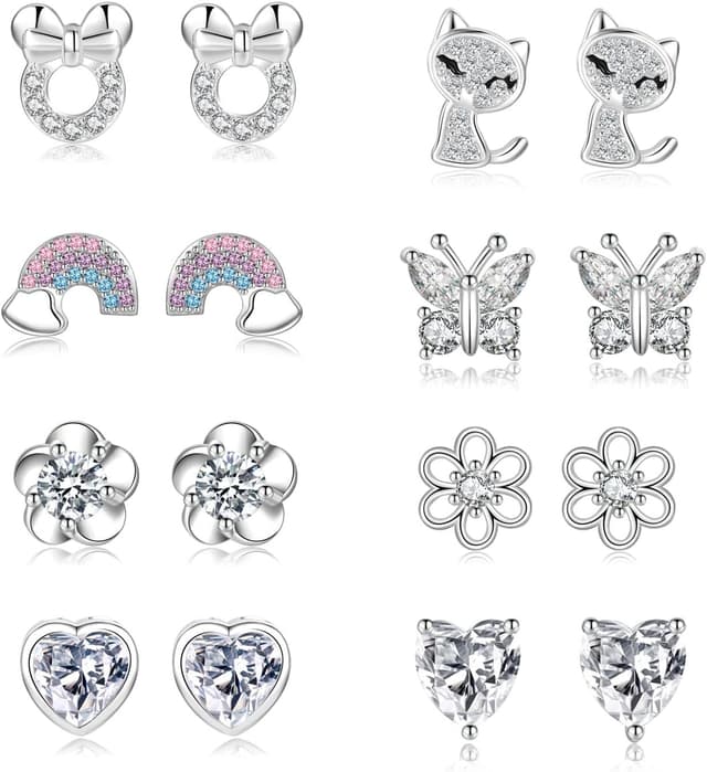 Thumbnail 5 de EXGOX 8 Paare Ohrstecker Silber 925 đź’Ť