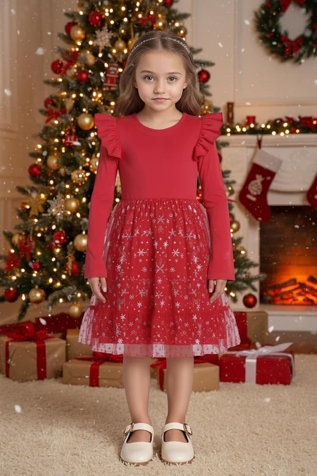 Detalle 2 de Hovershoes Kids Princess Tulle Dress (Sleeveless or Long Sleeve) for Flower Girls & Parties