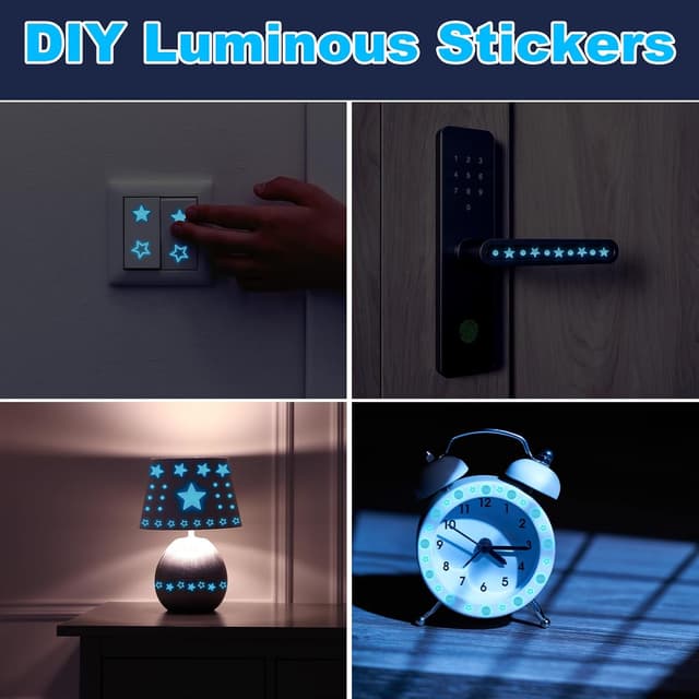 Detalle de ECHOCUBE 1503-piece Glow in the Dark Star Stickers (Blue) for Ceiling & Walls