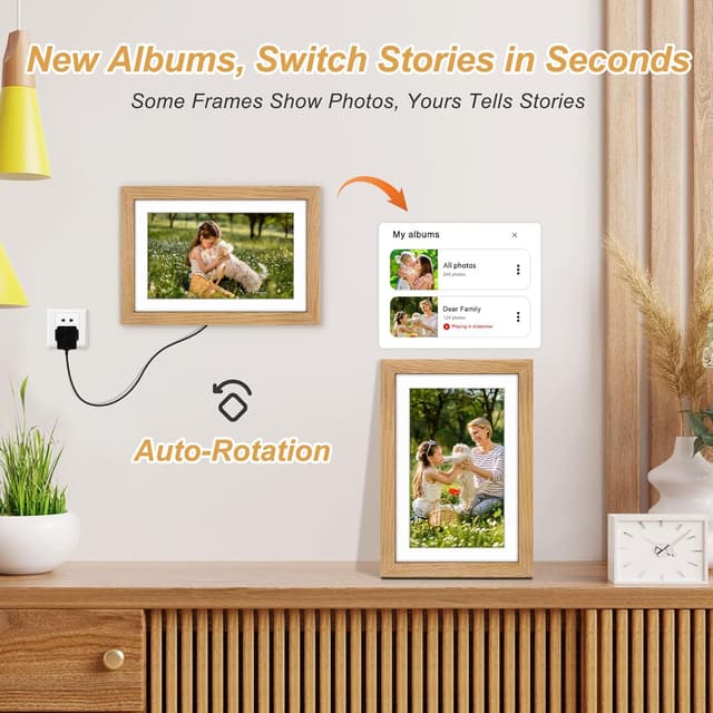 Thumbnail 6 de Frameo 10.1in Digital Photo Frame with Oak Wood Frame