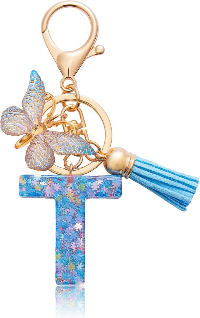 Detalle de CHUQING Schlüsselanhänger mit Anfangsbuchstaben „Mädchen“ und Schmetterling