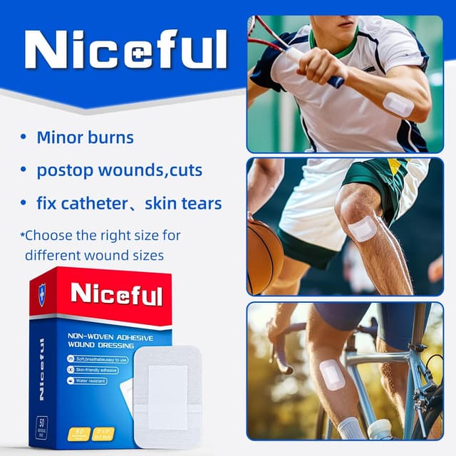 Detalle 1 de Niceful 50Pcs Adhesive Gauze Island Dressing 2"x3" (Sterile, Water-Resistant) — First Aid Wound Care Pads