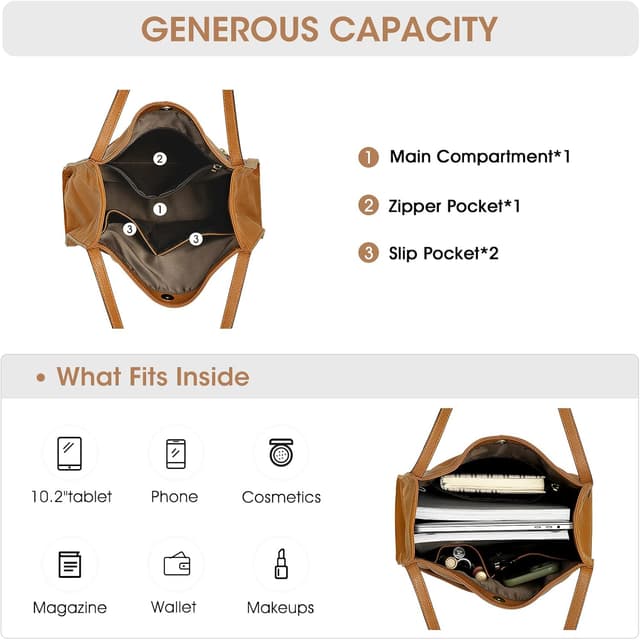 Detalle de Kattee Borsa a tracolla da donna in pelle martellata marrone classico