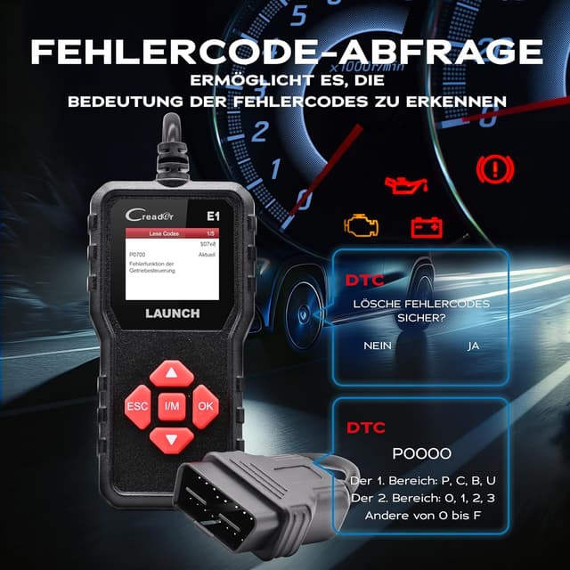 Thumbnail 5 de LAUNCH Creader E1 OBD2 Diagnosegerät 1,77 Zoll