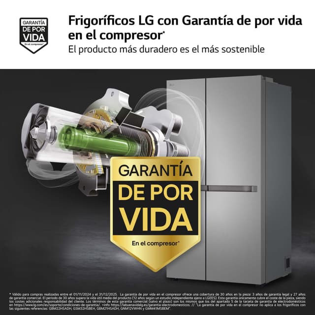 Detalle 2 de LG GSBC40PYPE reacondicionado grado B: frigorífico americano side by side No Frost Total (179 cm) inox