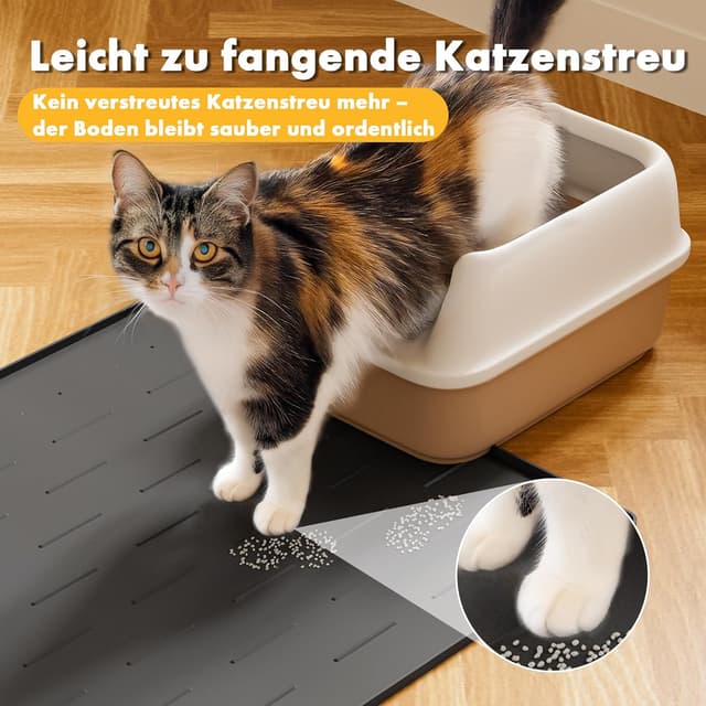 Detalle de Pieviev Katzenklo Matte aus Silikon (86 x 56 cm) – rutschfeste, wasserdichte Unterlage in Dunkelgrau