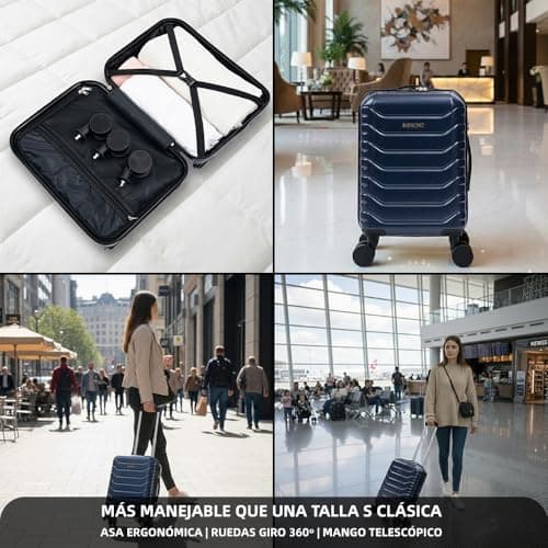 Detalle 2 de RAYKONG Maleta de cabina ABS 40x30x20 (24L) con ruedas desmontables y cerradura numérica – Azul marino