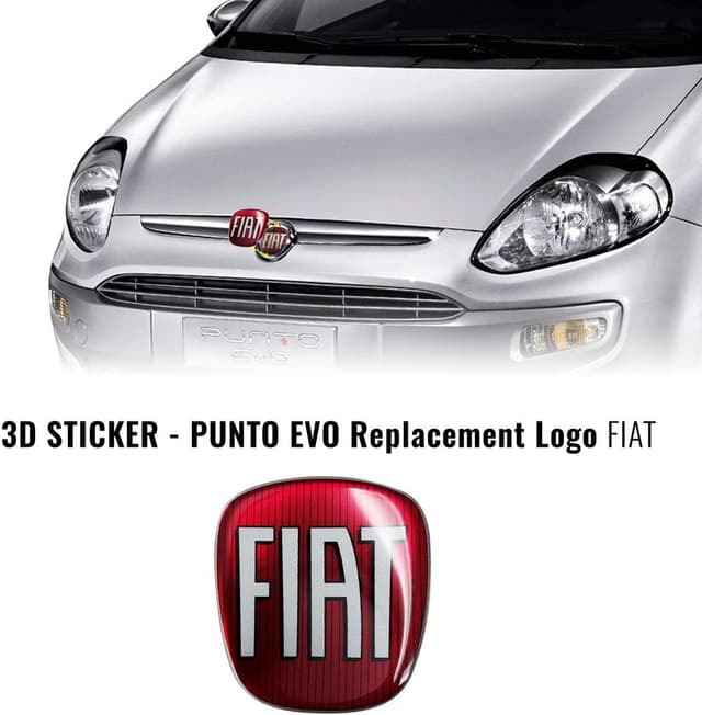 Detalle 2 de Adesivo Fiat 3D ricambio logo anteriore e posteriore per Fiat Punto Evo (2 pezzi) 71 x 65 mm