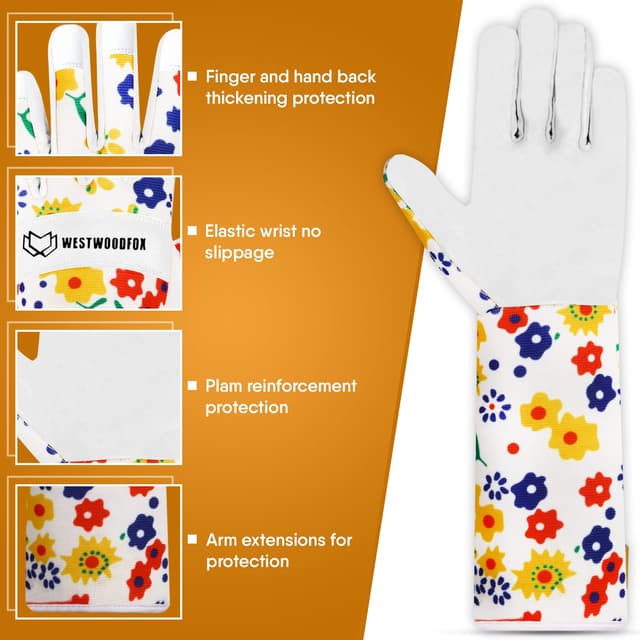Thumbnail 1 de WESTWOOD FOX Leather Gardening Gloves Long Forearm