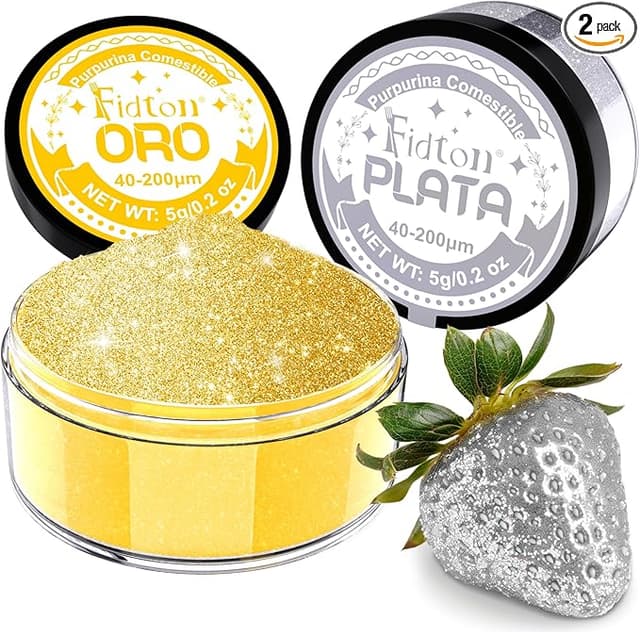 Imagen de Fidton Purpurina Comestible Oro y Plata ✨ Para Repostería en OfertitasTOP