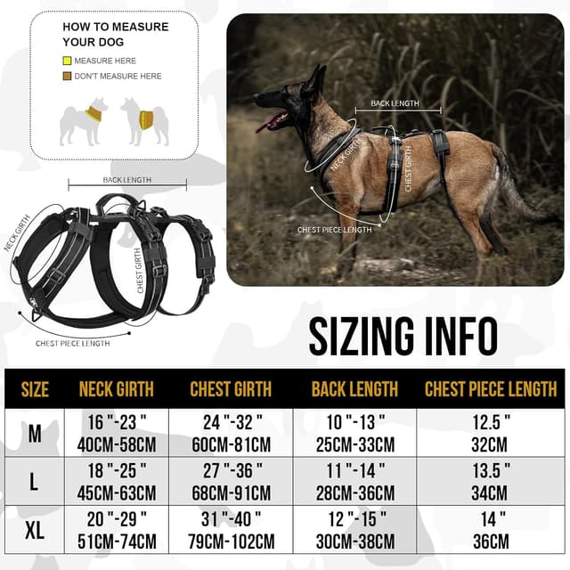 Detalle de Escape-Proof Dog Harness Medium with Large Handle (Black, XL) – Anti-Pull Reflective Working Vest
