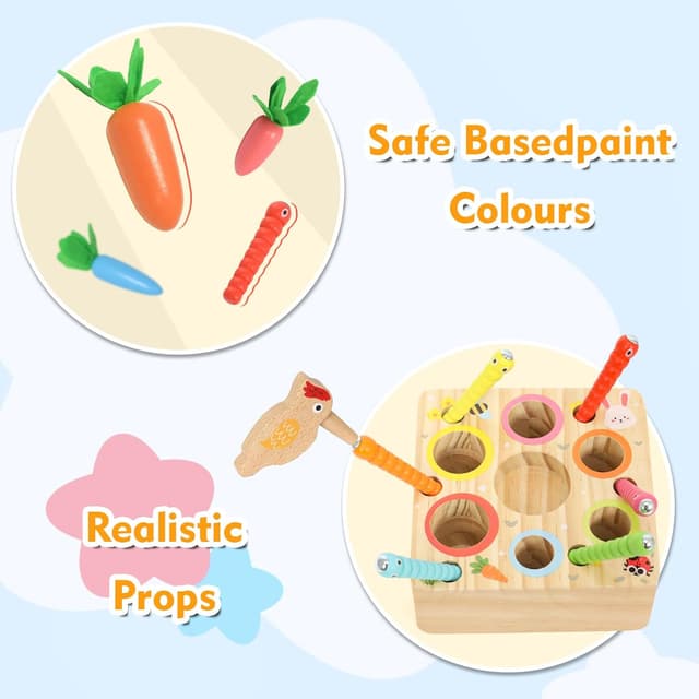 Detalle de Montessori Wooden Carrots Magnetic Toy 12 months