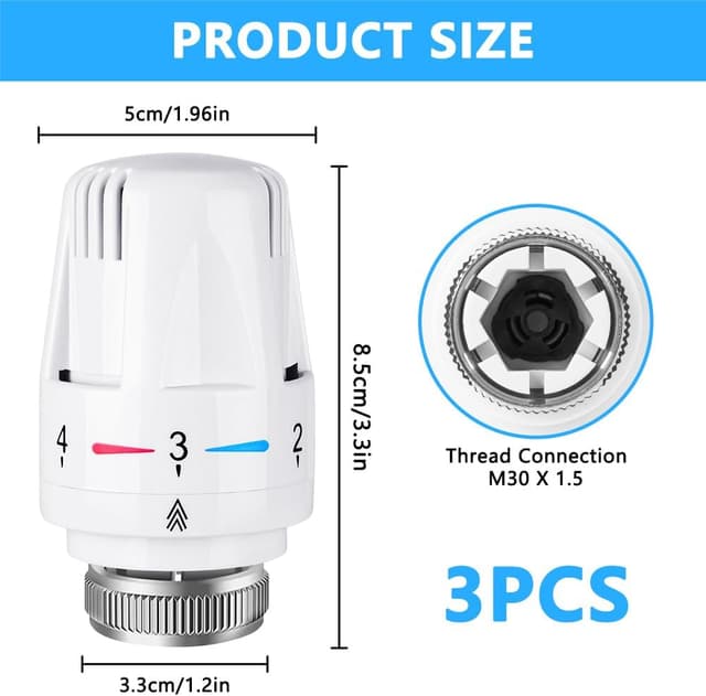 Detalle de Flintronic lot de 3 têtes de radiateur thermostatiques M30 x 1,5 avec protection antigel