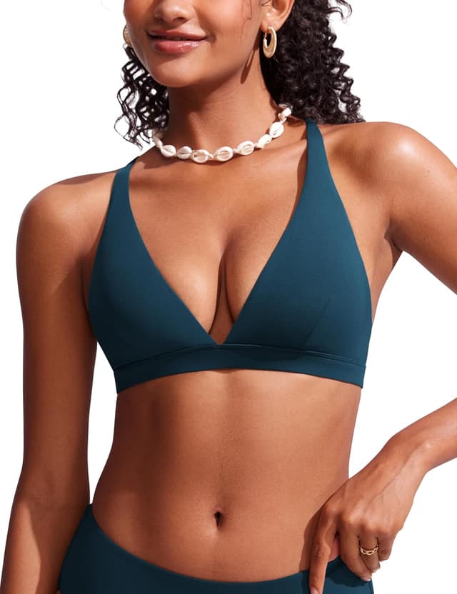 Thumbnail 6 de Top bikini imbottito CRZ YOGA da donna con scollo a V e schiena incrociata