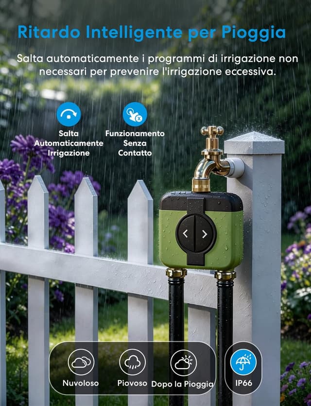 Detalle 1 de meross Centralina Irrigazione WiFi 2 Vie MST200 (richiede hub MSH450/MSH400) con ritardo da pioggia e monitoraggio consumi