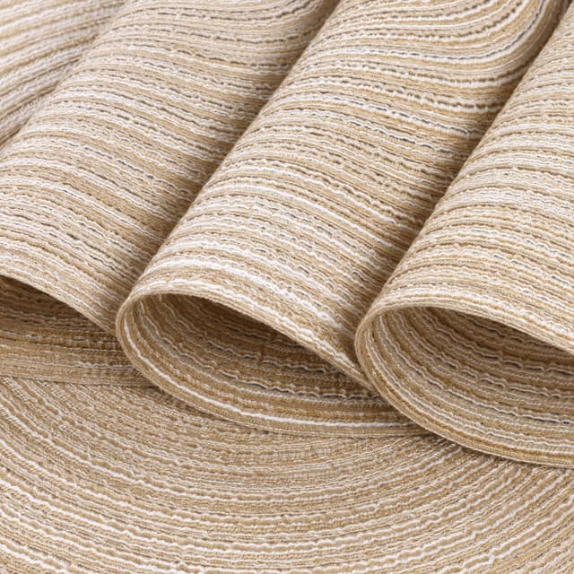 Detalle de SHACOS round braided placemats and coasters set of 6 (beige) – washable heat-resistant table mats