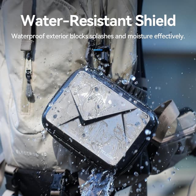 Detalle de TELESIN Tragetasche aus hartem PU für DJI Osmo Action 5 Pro/4/3 – schützende Reisetasche für Action-Cam-Zubehör