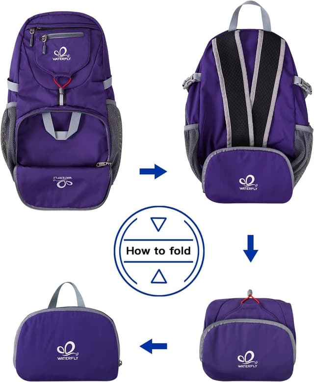 Detalle 2 de Waterfly Ultra Lightweight Foldable Backpack (20L) – packable daypack for hiking, travel & camping