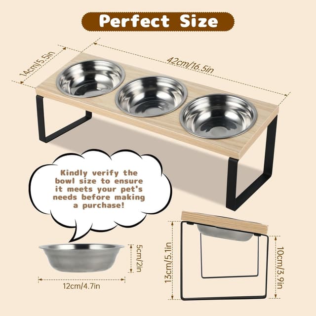Detalle 2 de Raised Cat Bowl 3PCS stainless steel elevated feeder
