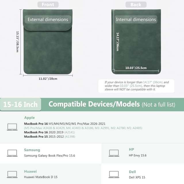 Detalle de HYZUO laptop sleeve 14.17 x 10.03 inch