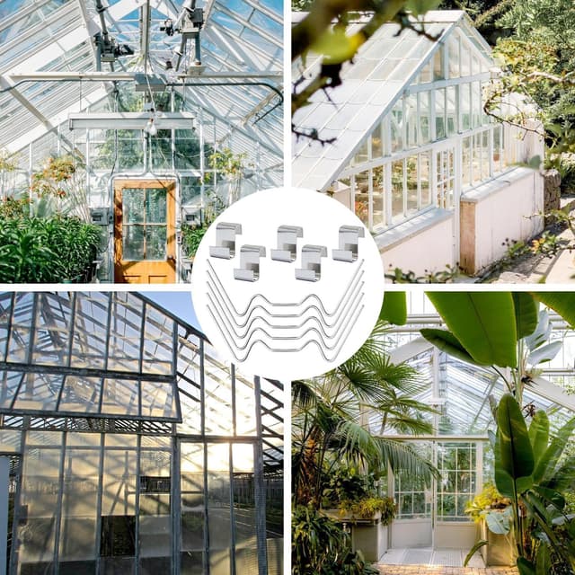 Detalle de 50 pcs Greenhouse Glass Clips (25 W Glazing Clips & 25 Z Overlap Clips) – Stainless Steel glazing fixing clips for glass panels