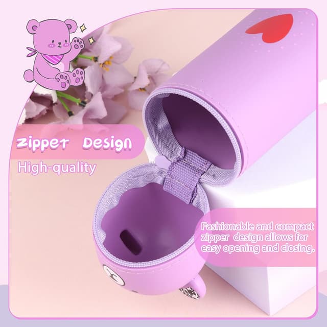 Detalle de AILUYA 2-teiliges Silikon-Federmäppchen (Bär, 2-in-1) – 19,5 x 5,5 cm