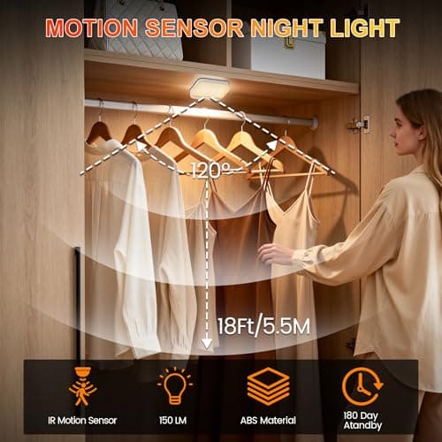 Detalle de daphomeu 6 luces nocturnas recargables con sensor de movimiento y 3 colores (regulables)