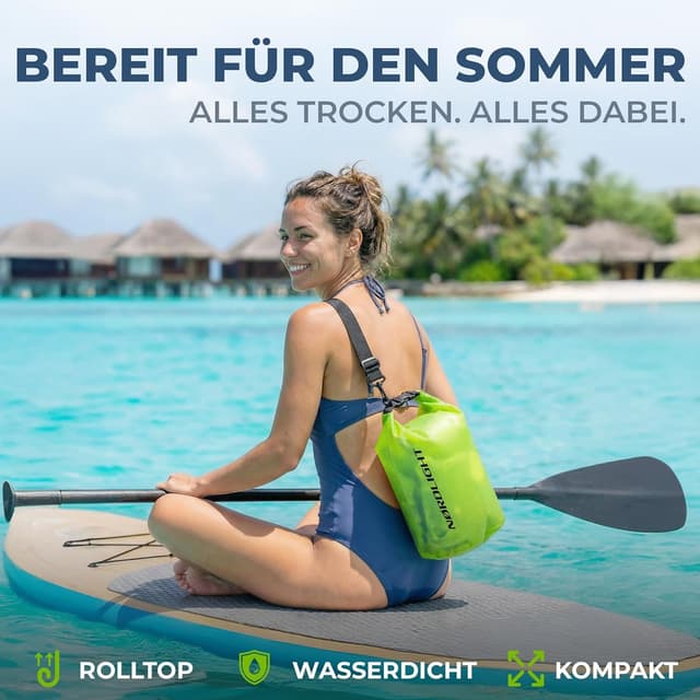 Detalle de Nordlight Dry Bag wasserdichte Tasche (2–30 l) mit Roll-Top und Schultergurt