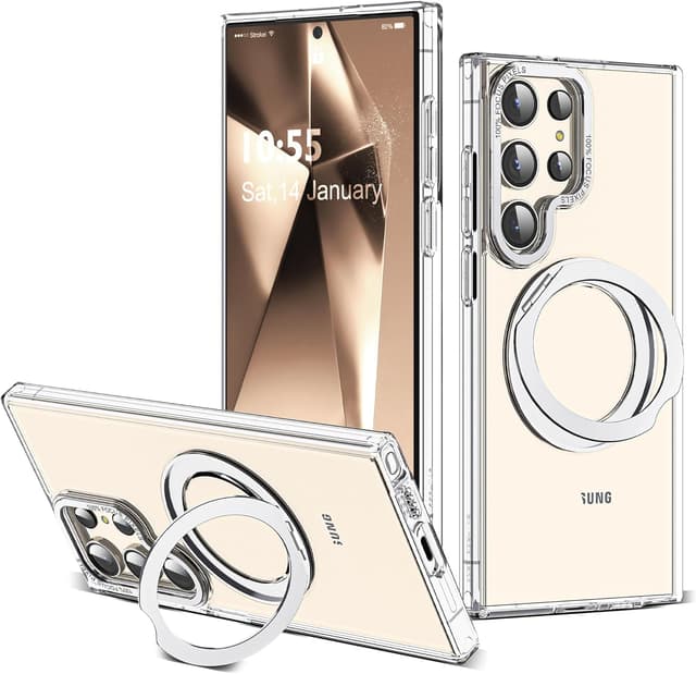 Imagen de Zalinbo Compatible with Samsung Galaxy S24 Ultra Case with 360° Rotatable Magnetic Ring Stand (Mag-Safe, Shockproof) en OfertitasTOP