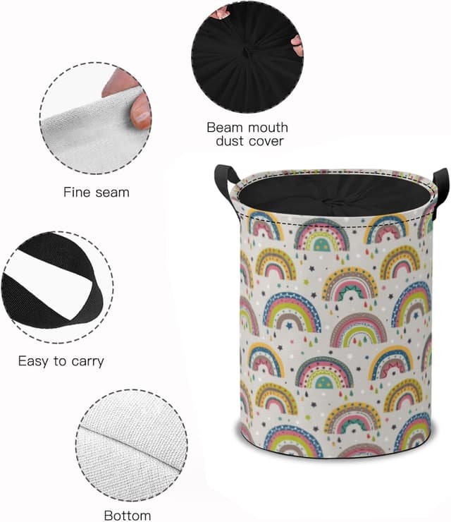Detalle 2 de Drawstring Laundry Basket Rainbow Pattern 40L