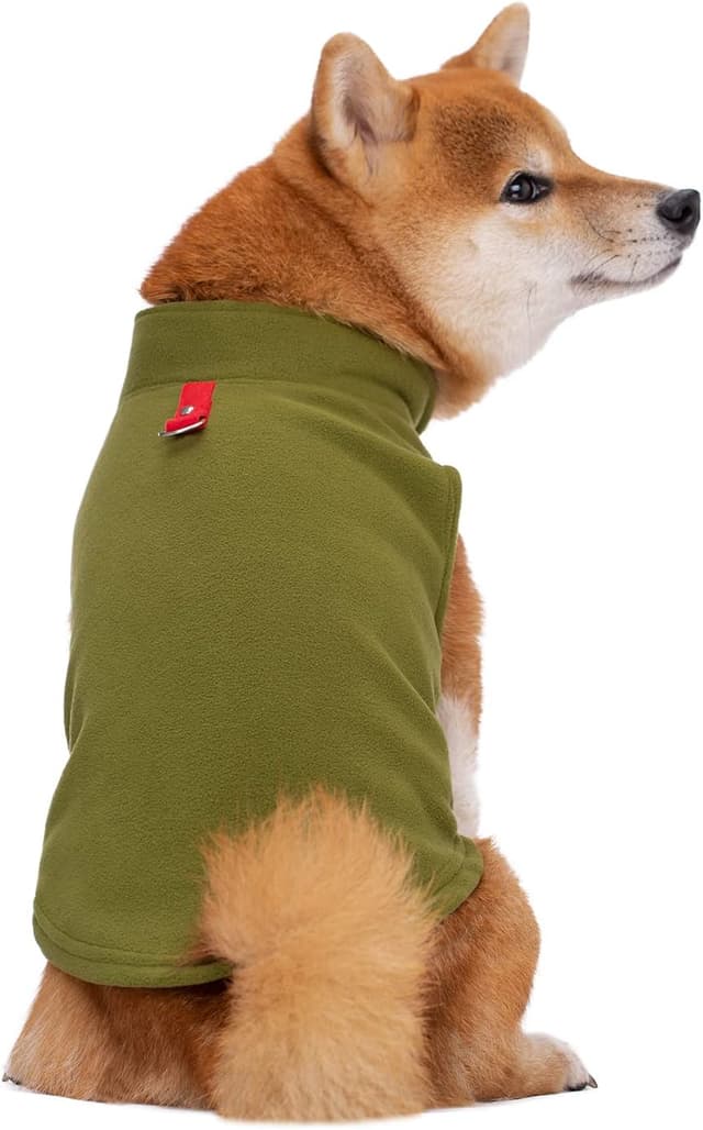 Detalle de Blue Dream Island Pet Clothes Dog Cold Weather Coat in Olive Green (with fleece vest and leash ring)