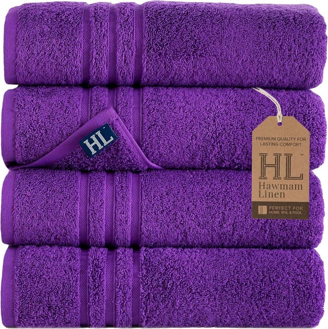 Thumbnail 6 de Hawmam Linen White Bath Towels 4-Pack, 27 x 54 Inches, 100% Turkish Cotton