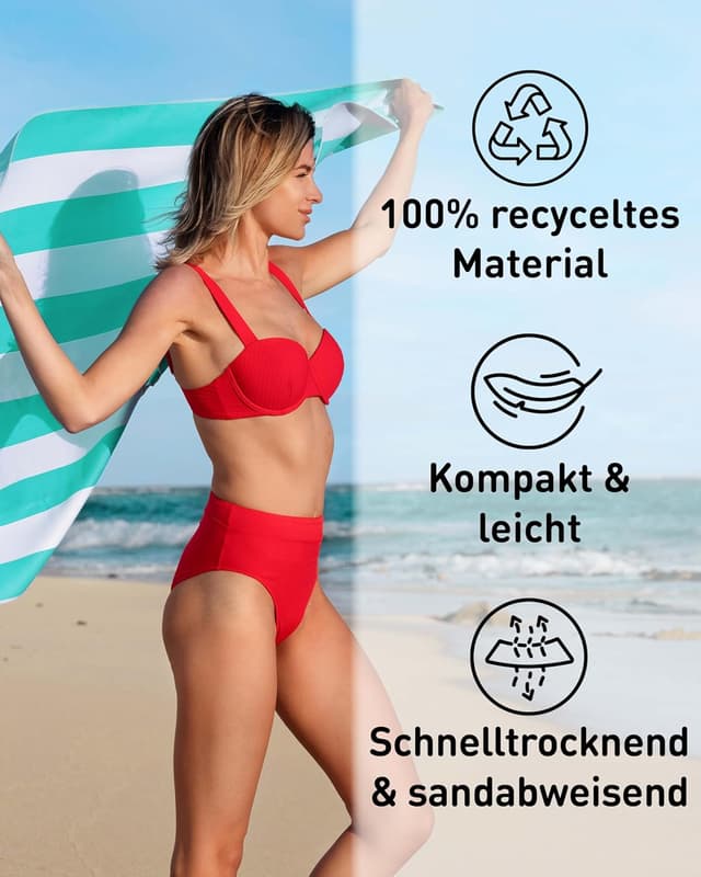 Detalle 2 de Fit-Flip Strandtuch XXL 200x90 cm aus Mikrofaser