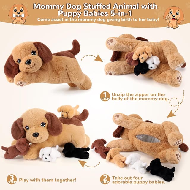 Detalle 2 de gnomantic 5 Pieces Dog Plush Set