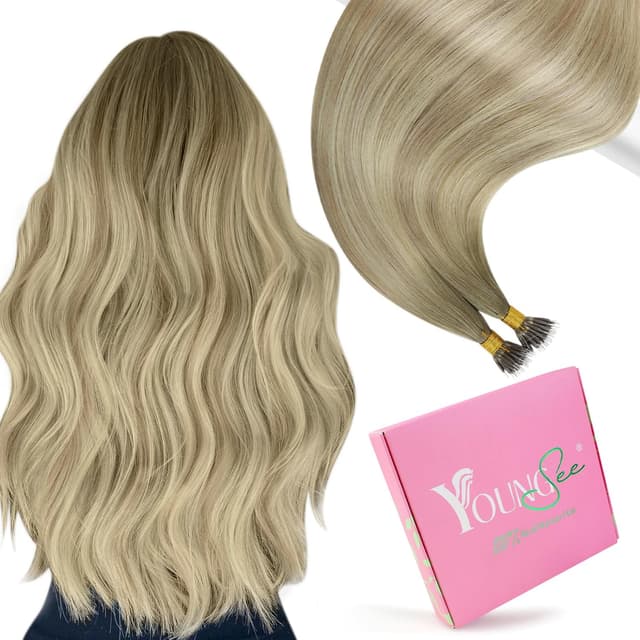 Detalle de YoungSee Echthaar Extensions Nanoring Blond (55 cm) – Remy Haare, 50 g #SUN