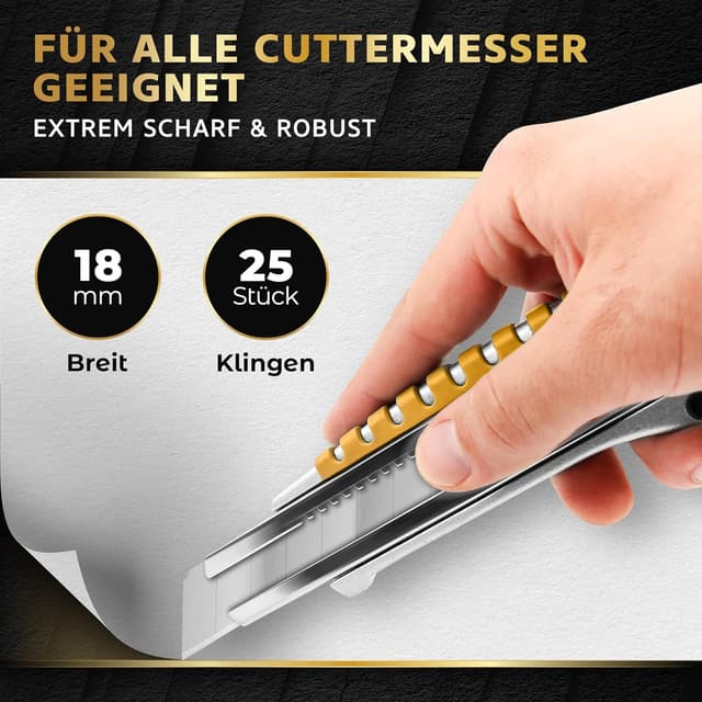 Detalle de KRAFTFELS 25x Cuttermesser-Klingen 18 mm SK5 aus Carbonstahl für Teppichmesser