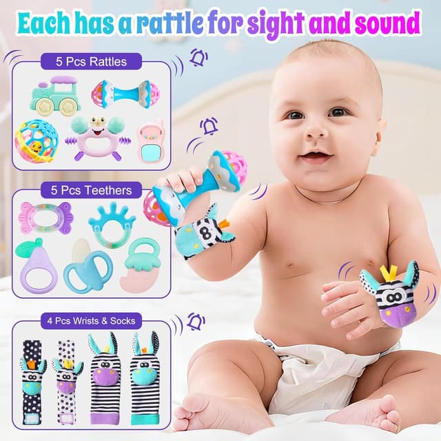 Thumbnail 1 de Baby Toys 0-6 Months Teething Rattle Set