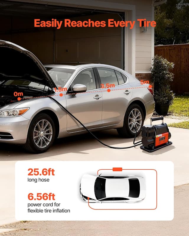 Thumbnail 3 de VEVOR Gonfleur Pneus 12 V 202 L/min 10,3 bar