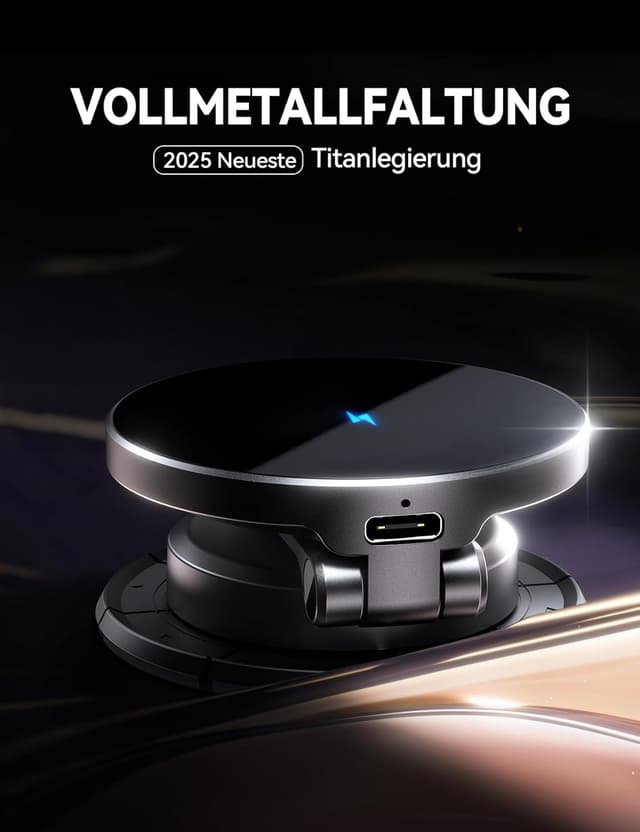 Detalle 2 de JOYROOM MagSafe Autohalterung mit Ladefunktion (Vollmetall & faltbar) bis 15W – magnetische Wireless Charger fürs Armaturenbrett