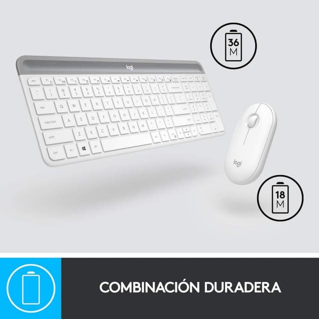 Thumbnail 1 de Logitech MK470 Slim Combo teclado y ratón inalámbricos blanco 🖱